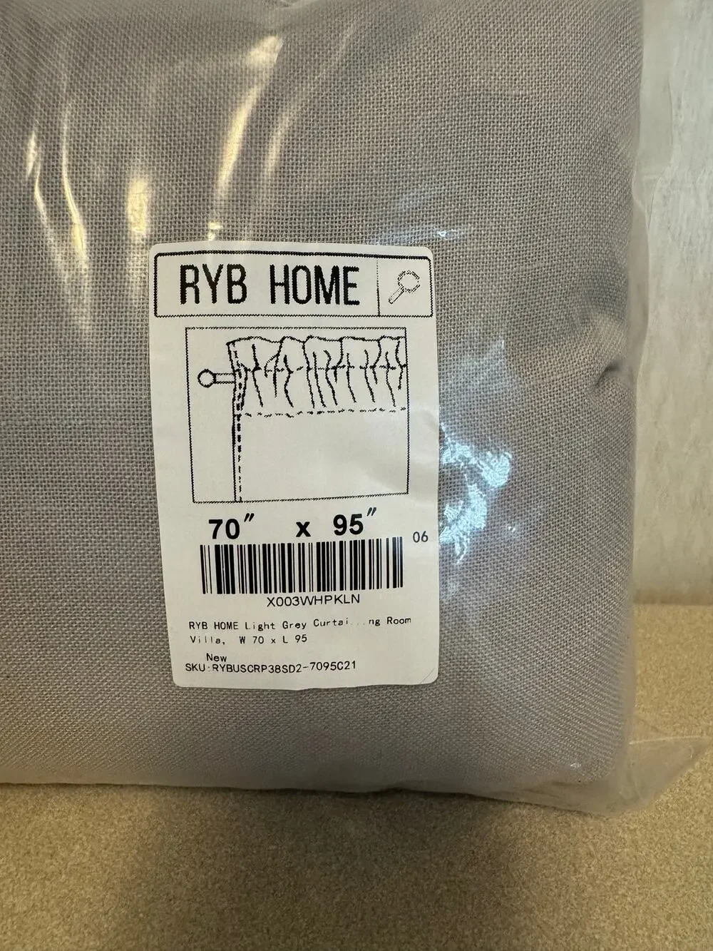 RYB HOME Light Grey Sheer Curtains 70 x 95 Set of 2